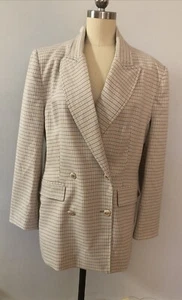 ZARA DBL  Breasted Lined Blazer BlueGray And Mauve Plaid Size XL NWT - Picture 1 of 10