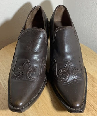 De colección Guess Zapatos Bota Talla 8 Marrón Todo Cuero Botas Vaqueras Diseño 3” Tacón Años 80 Foto 1 de 4