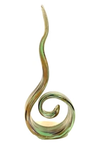 Murano Style Art Glass Sculpture Abstract Green Blue Gold Ribbon Swirled Glass - Picture 1 of 15