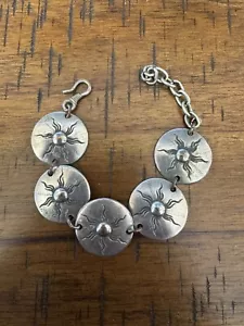 Antique Color Silver Plated Bracelet Circle Disc Bead Turkish Ottoman Boho - Picture 1 of 6