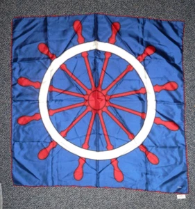 ECHO Nautical Theme 100% Silk Scarf • 30" Square Neck Fashion Ships Wheel Italy - Picture 1 of 7
