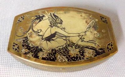 Art Nouveau Deco Scovill Arlequín Walgreens Publicidad Latón Caramelo Caja de Lata Foto 1 de 4