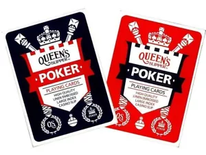 QUEEN'S Slipper 52's Poker Playing Cards Bridge Deck Blue Or Red Casino Slip - Foto 1 di 6