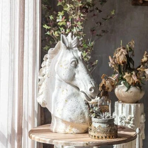 Horse Head Statue Stallion Bust Sculpture Country Farmhouse Equestrian Decor - Imagen 1 de 5