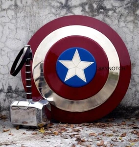 Captain America Shield - Metallrequisitenreplik - Marvel Thor Hammer Geschenkartikel - Bild 1 von 6