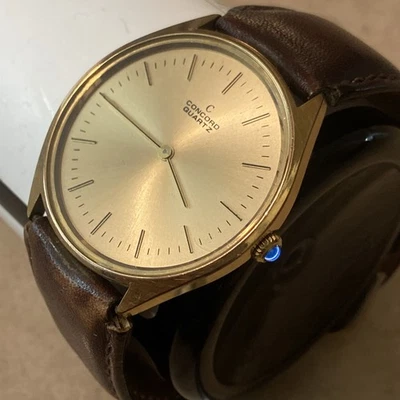 Vintage 18k Gold Electroplated Bezel Concord Quartz Men's Watch for parts - Image 1 of 4