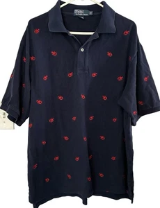 Polo Ralph Lauren Vintage Lobster Embroidered Polo Shirt XL Tall Navy 90s - Picture 1 of 3