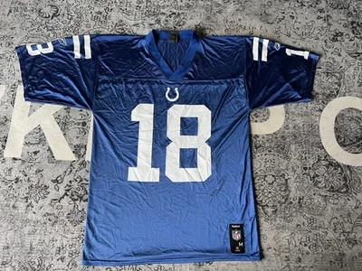 Camiseta deportiva azul NFL Reebok Indianapolis Colts Peyton Manning #18 - talla mediana para hombre Foto 1 de 4