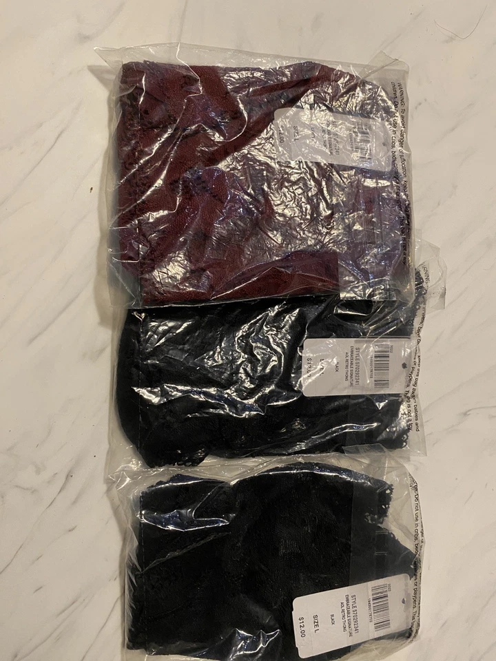 Soma Panties Womens L Black and burgundy lot Signature All-Over Lace Retro Thong - Image 1 of 1