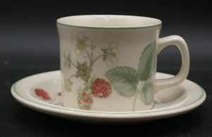 WEDGWOOD RASPBERRY CANE GREEN BAND EDGE CUP 3 INCHES with Saucer - Picture 1 of 5
