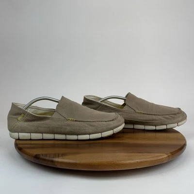 Mocasines cómodos informales de lona marrón topo suela elástica Crocs para hombre talla 13 Foto 1 de 4