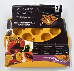 Silicone Turkey Shaped Cakelette Cake Pan Chicago Metallic with Stencil NEW - Bild 1 von 12