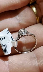 10 Karat Weißgold & 1/3 kt echter Diamant Verlobungsring Tonnen Diamanten Gr.7 - Bild 1 von 16