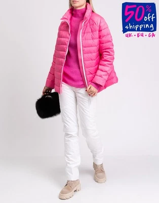 RRP €1088 IENKI IENKI Down Quilted Jacket Size S Pink Zip Front High Neck - Image 1 of 4