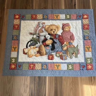 Acolchado a Mano Azul Jean Oso de Peluche Juguetes Bloques Edredón Bebé Manta Colgante de Pared  Foto 1 de 4