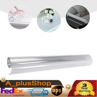 2MM Thick Clear Transparent PVC Tablecloth Clear Dining Table Protector Cover US - Image 1 of 4