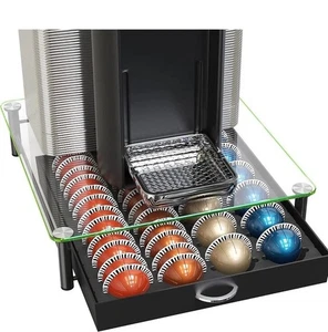 DecoBrothers Crystal Tempered Glass Vertuo Pod Holder Drawer, 24 Large or 48 S - Picture 1 of 4