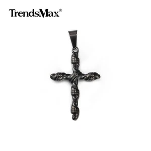Men's Black Tone Stainless Steel Religious Cross Pendant Charm Only, No Chain - Picture 1 of 3