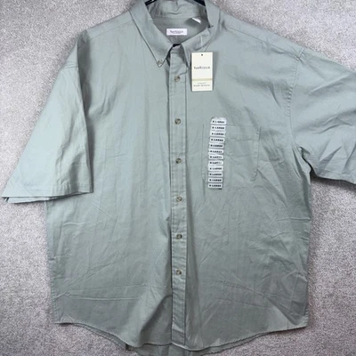 Van Heusen Shirt Men’s XL Green Soft Twill Short Sleeve Safari Casual Pocket NEW - Image 1 of 4