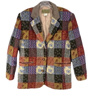 Vintage años 90 J.L. Chaqueta Blazer Colebrook Mezcla Lana Patchwork Cuadros Forrada Talla M - Imagen 1 de 10
