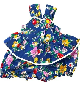 Mameluco floral multicolor vintage de algodón para niñas pequeñas 4T - Imagen 1 de 5