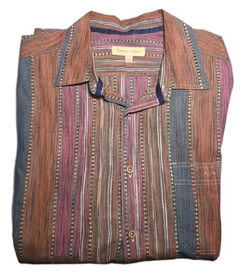 Mens The Territory Ahead Button Shirt XL Blue Red Orange Stripes Short Sleeve - Image 1 of 4