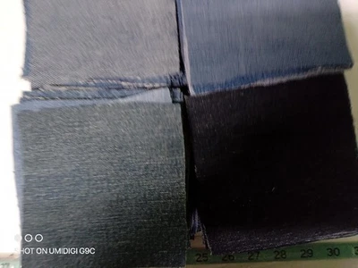 Hand Cut Denim Blue Jean Fabric Squares 5" X 5" Lot Of 203 For  Quilt Or Craft - Image 1 of 2