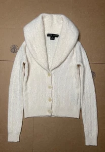 Ralph Lauren Women’s S Black Label Cashmere Cable Knit Cardigan Shawl Neck Cream - Picture 1 of 7