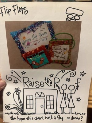 Raise The Roof Flip Flops Counted Cross Stitch Pattern Booklet Surfer Beach - Image 1 of 3