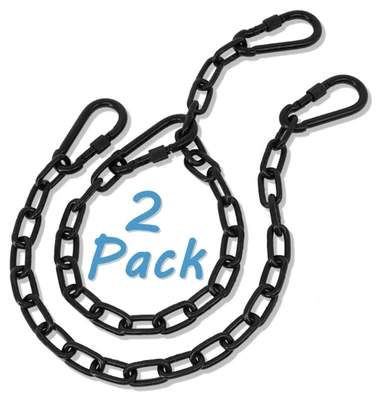 Paquete de 2 cadenas oscilantes de 25 pulgadas con mosquetones, kit colgante de alta resistencia de 440 lb (negro) Foto 1 de 4