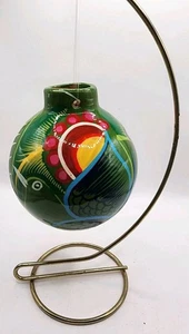 Decorazione natalizia ceramica messicana Talavera uccellini e fiori terracotta argilla rossa - Foto 1 di 13