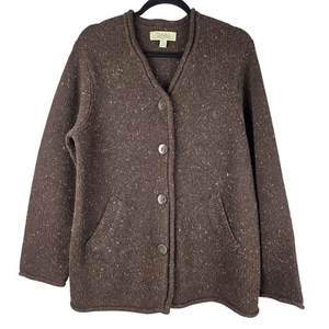 VTG Cabela’s Brown Tweed Wool Blend Button Cardigan Sweater L Hong Kong Grandpa - Picture 1 of 15