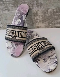 Dior Damen Größe EU 41 US 8,5 Dway Slide bestickt Baumwolle - Bild 1 von 11