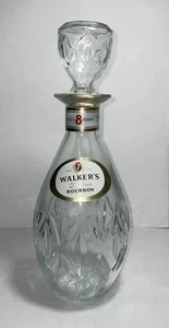 1969 EUC 11” Walkers Deluxe Bourbon Diamond Decanter Empty Glass Bottle &Stopper - Picture 1 of 10