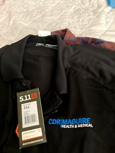 CDR Maguire 5.11 tactical Series black polo golf shirt men's 4XLT 4XL tall NWT