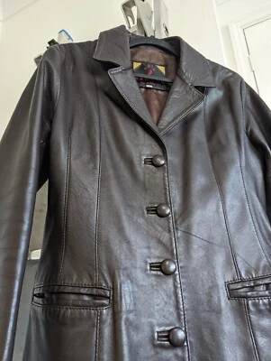 Vintage leather SARDAR made in the UK suit Jacket size 12 brown - Image 1 of 4