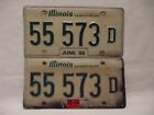 2x Illinois License Plate 55 573D Land of Lincoln Date June 96 Tin?