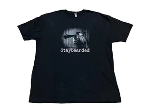 Stay Bearded Mens T Shirt 3XL Black 26x32 Man Holding Gun Aiming to Shoot Funny - Picture 1 of 13