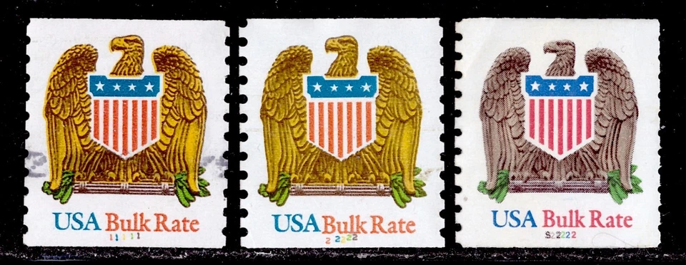 U.S. #2603 2604 Bulk Rate 10c Eagle and Shield (1993), PNC Singles [3] USED - Image 1 of 1