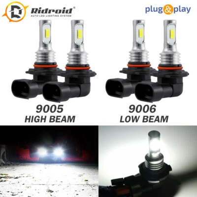 4x 9005 9006 LED Combo Headlight Bulbs High Low Beam Kit 6000K Xenon Super White - Image 1 of 4