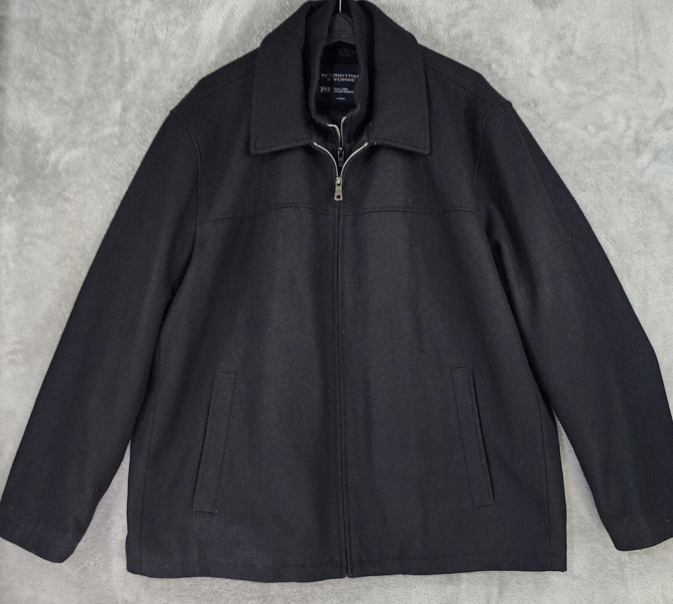 Roundtree & Yorke Jacket Mens 2XB Black Double Full Zip Long Sleeve Overcoat - Image 1 of 4