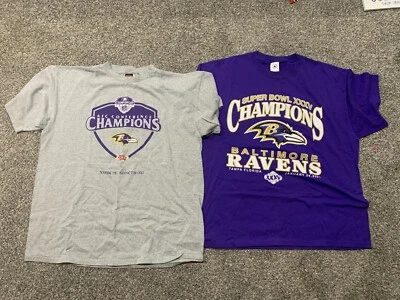 VINTAGE Baltimore Ravens Super Bowl & AFC Champs Shirts 2001 Men’s XL LIKE NEW - Image 1 of 4