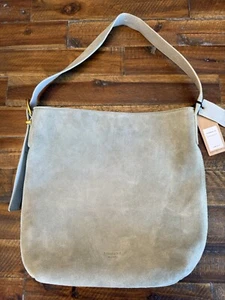 NWT Margot New York Suede Kaye Bucket Tote Lt Blue - Picture 1 of 16