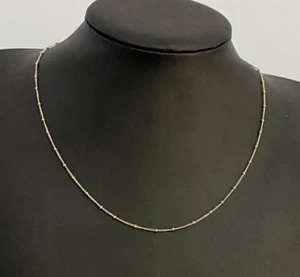 18K Two Color Gold Saturn Link with Curb link Chain Necklace 47cm Long - Picture 1 of 4