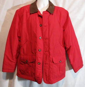 Lands End Mens M 38-40 Red Fleece Lined Jacket Faux Leather Collar Button Up - Picture 1 of 12
