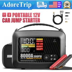 8000Amp Car Jump Starter Battery Charger +300PSI Air Compressor Truck Heavy Duty - Picture 1 of 10
