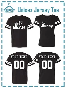 BEAR BUNNY Fine JERSEY STYLE COUPLES TSHIRTS CUSTOM BACK PERSONALIZED - Picture 1 of 3