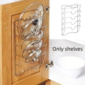 Organizador de cubierta de sartén montado en pared soporte para tapa olla accesorios de cocina - Imagen 1 de 7