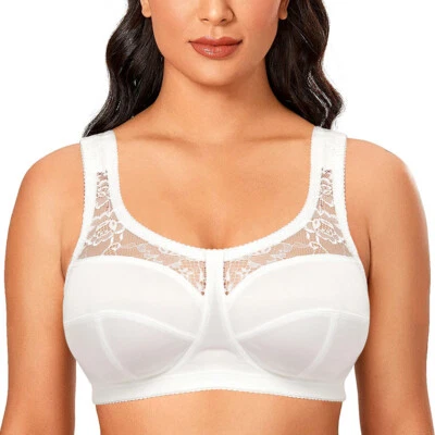Women's Lace Plus Size Bra Minimizer Unlined Wireless Full Coverage Bras 32 - 52 - Image 1 of 4