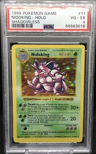 Pokemon Nidoking PSA 4 VG-EX Olo Raro, Senza Ombreggi Set Base 1999 Carte 11/102 - Foto 1 di 5